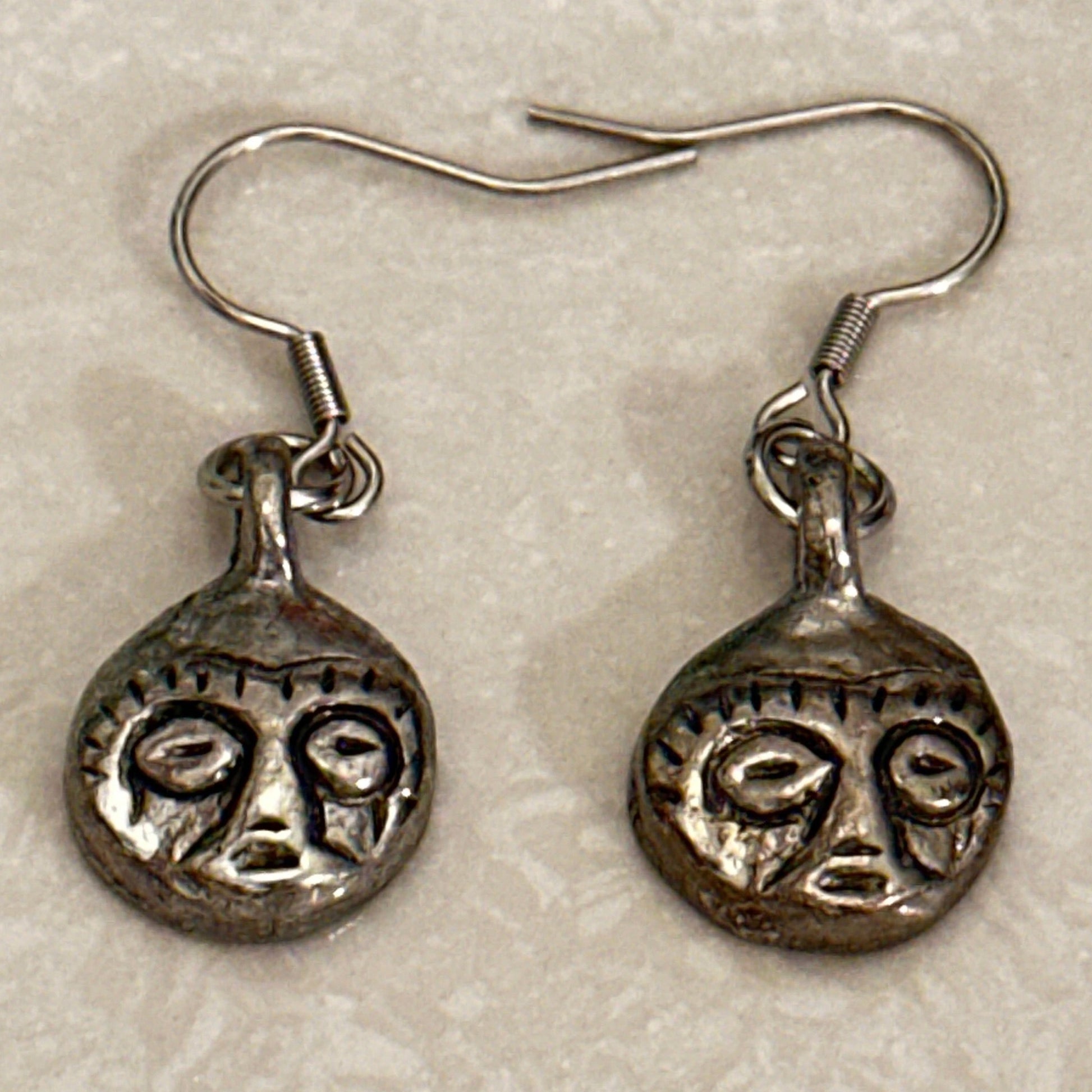 African Mask Earrings in Slver