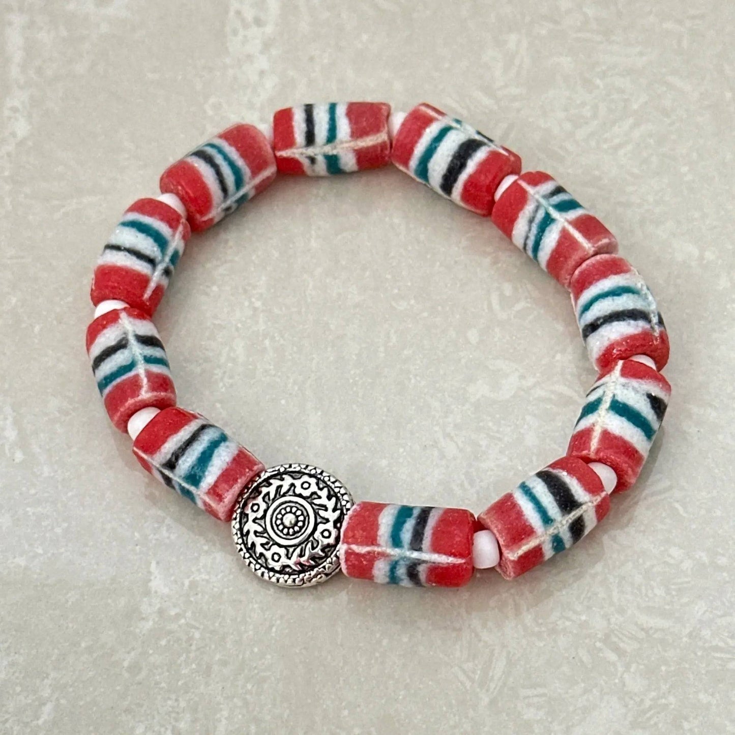 African Krobo Feather Bead Bracelet - Uplift Beads