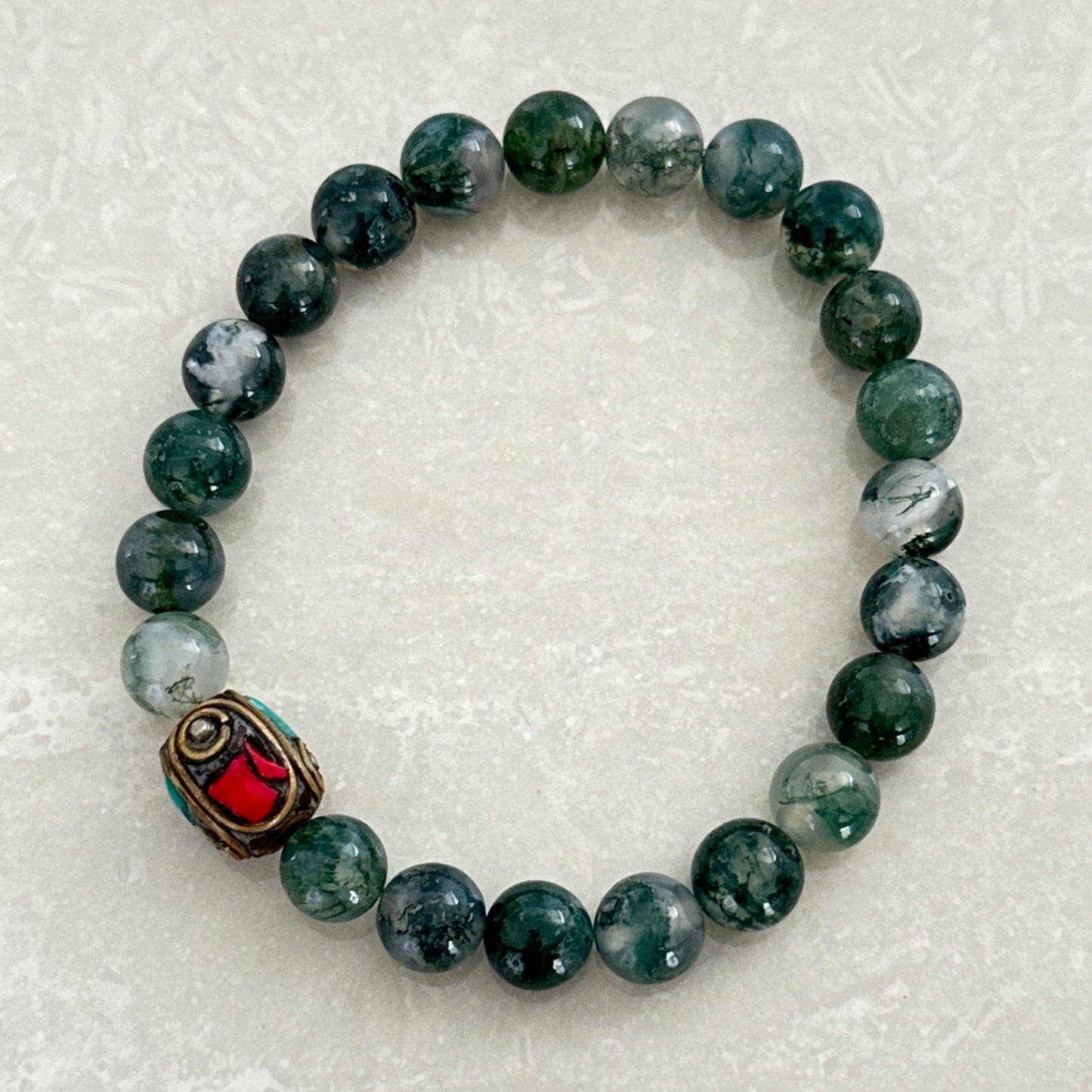 Moss Agate Tibetan Bracelet - Uplift Beads