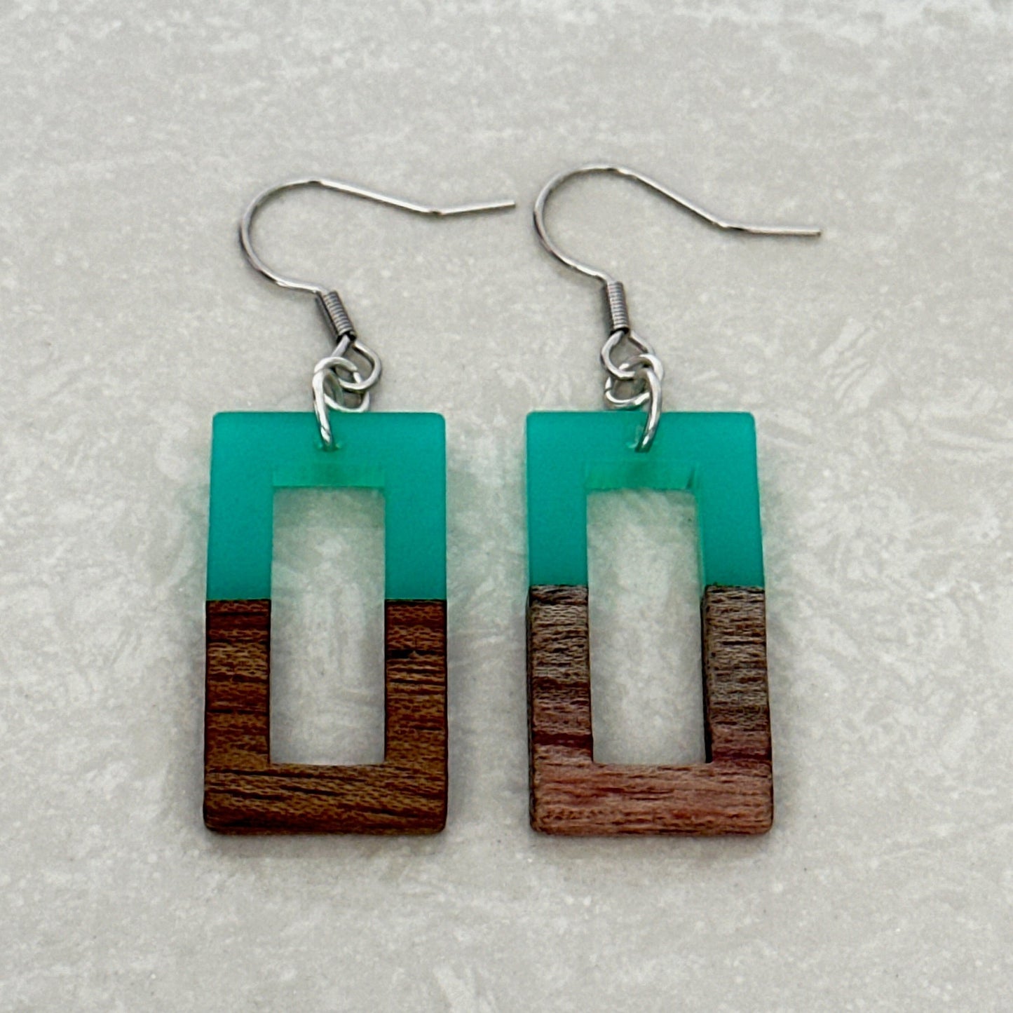 Resin & Wood Earrings - Turquoise