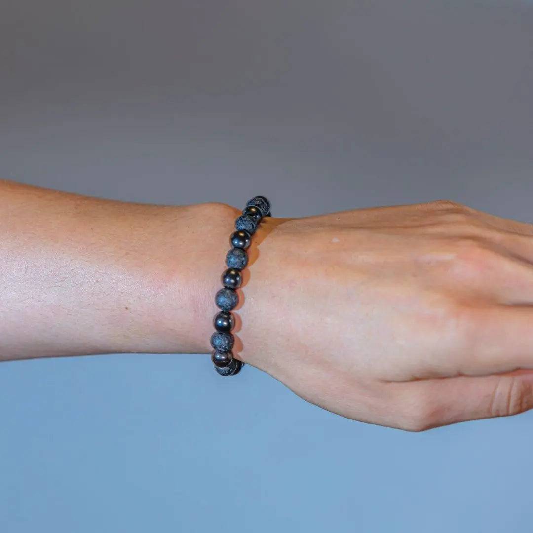 Lava & Gemstone Diffuser Bracelet - Hematite - Uplift Beads