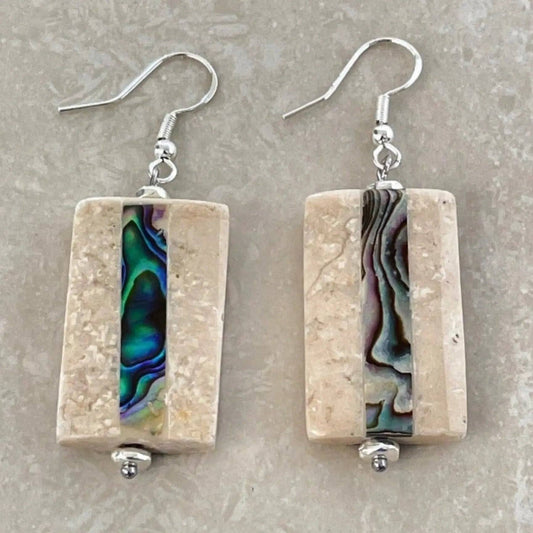 Abalone Inlaid Mactan Stone Earrings - Uplift Beads