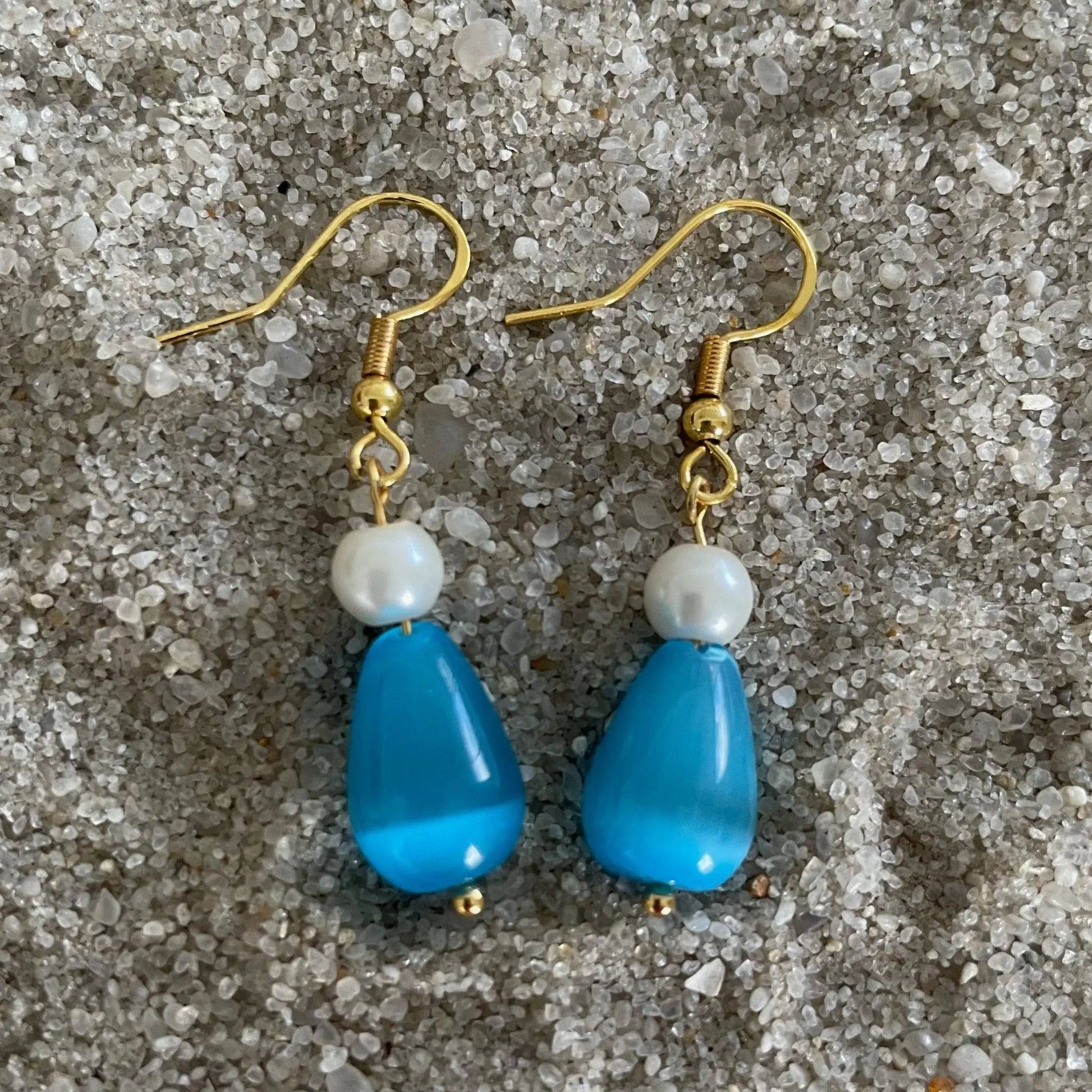 Cat Eye Glass Teardrop Earrings - Uplift Beads