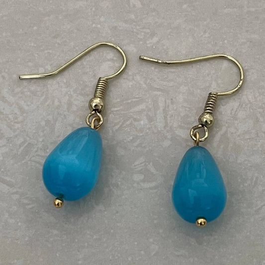 Cat Eye Glass Teardrop Earrings - Uplift Beads