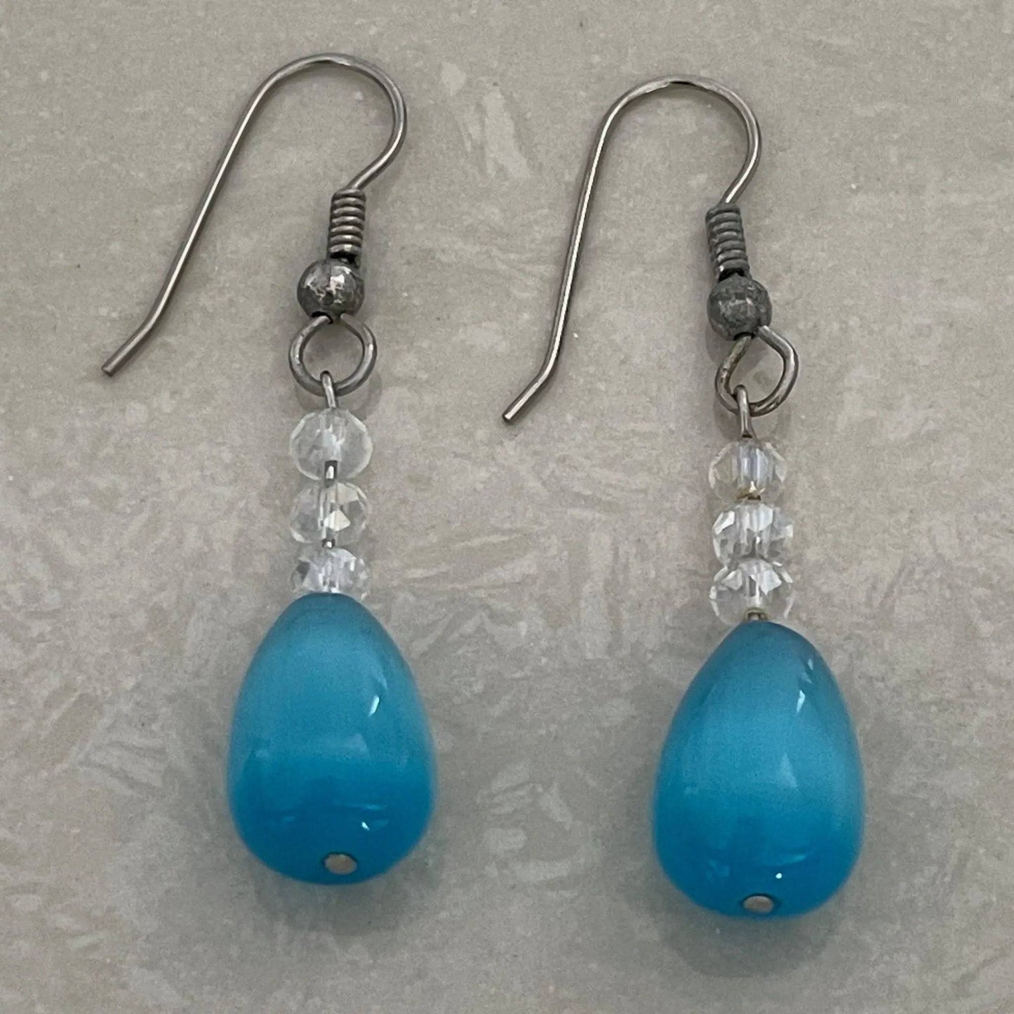 Cat Eye Glass Teardrop Earrings - Uplift Beads