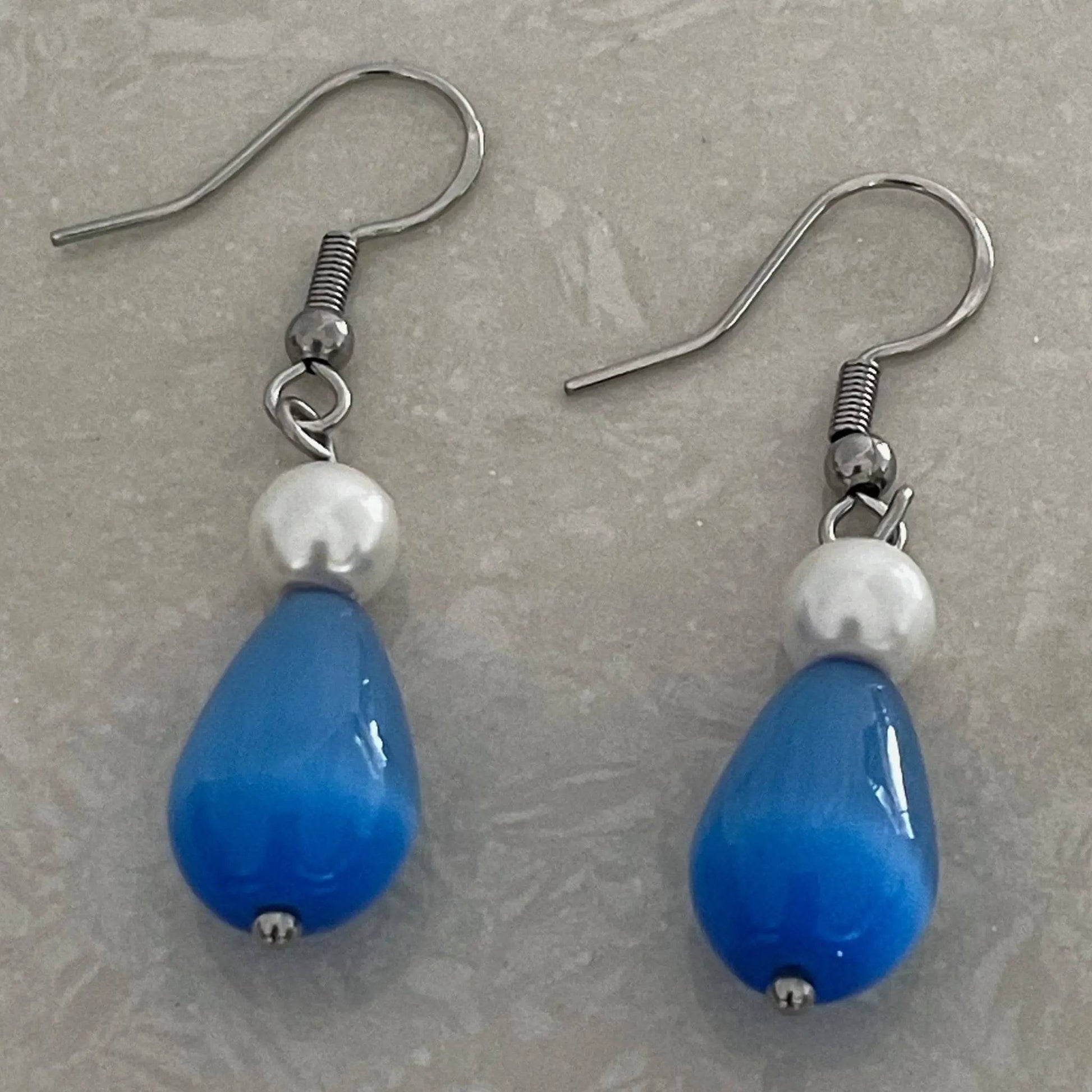 Cat Eye Glass Teardrop Earrings - Uplift Beads