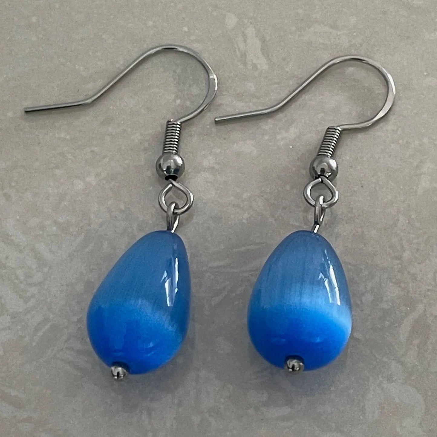 Cat Eye Glass Teardrop Earrings - Uplift Beads