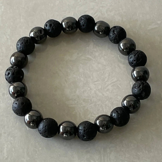 Lava & Gemstone Diffuser Bracelet - Hematite - Uplift Beads