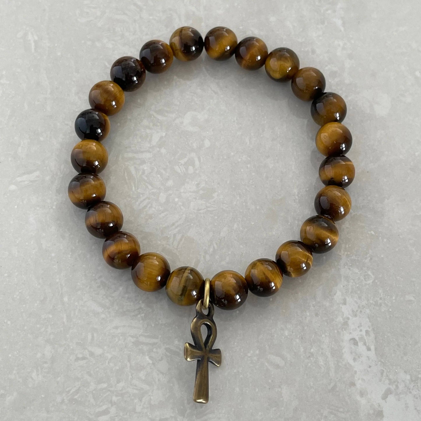 Tiger Eye Ankh "Key of Life" Bracelet - Uplift Beads