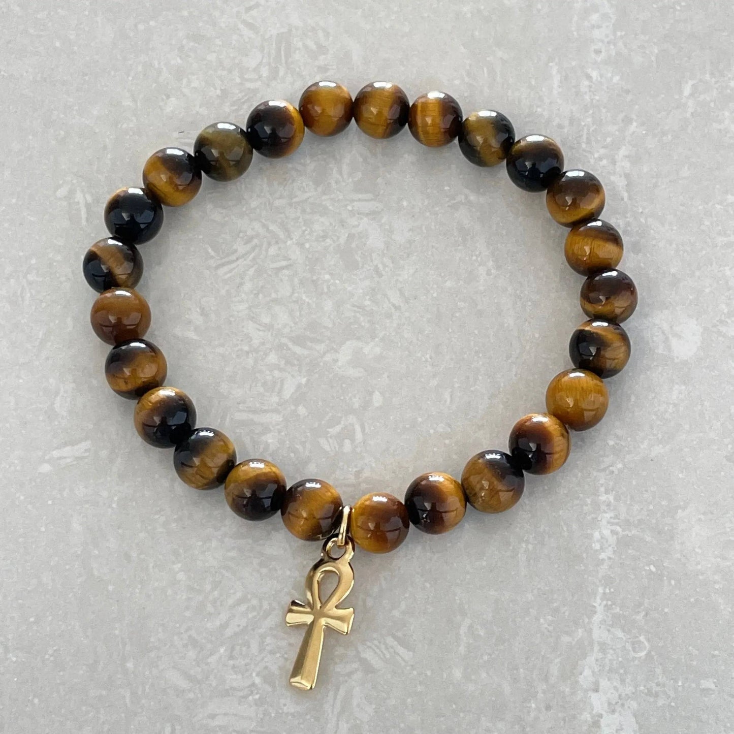 Tiger Eye Ankh "Key of Life" Bracelet - Uplift Beads