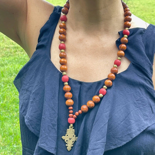 Coptic Cross Necklace - Bayong Wood - Uplift Beads