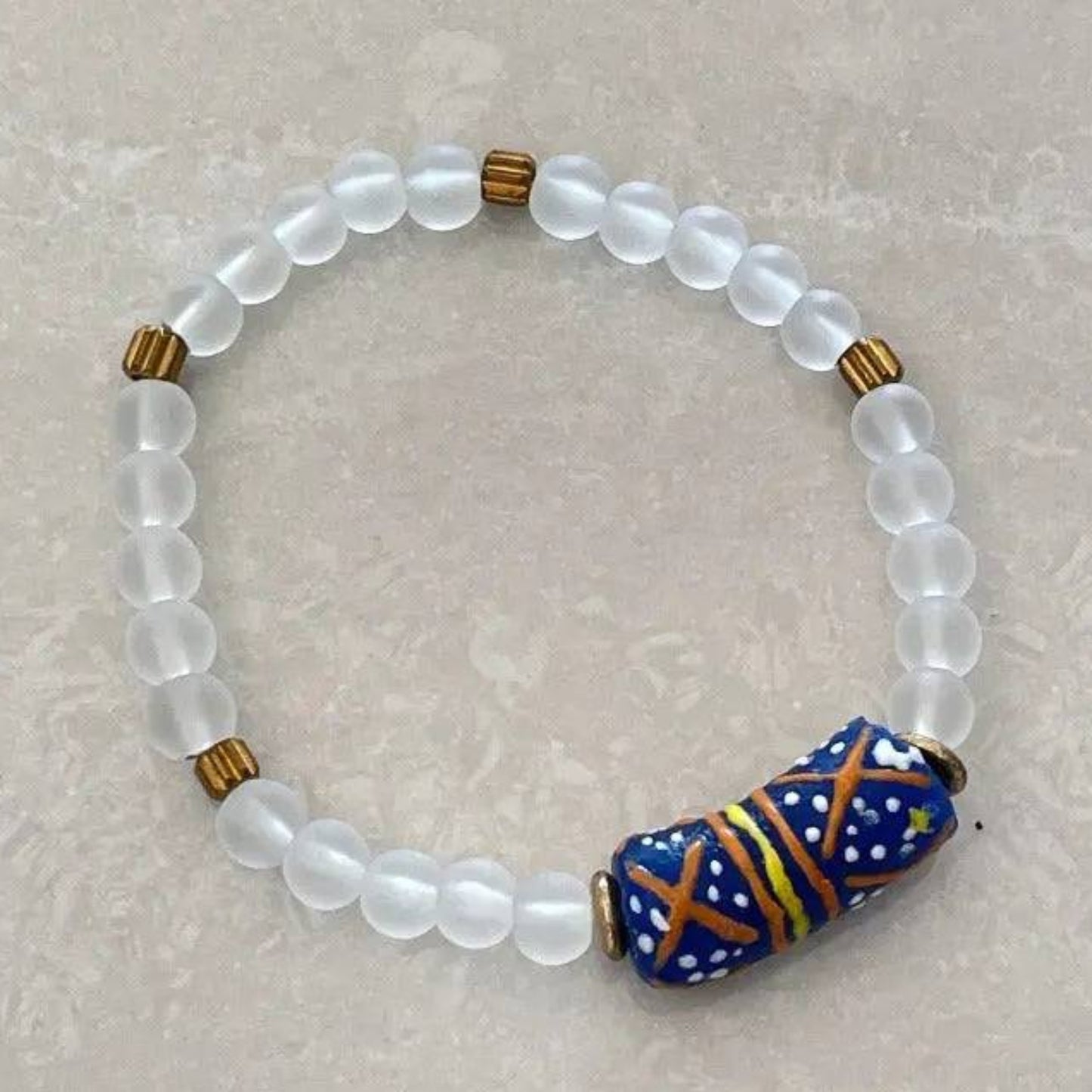 African Krobo & Sea Glass Bracelet - Uplift Beads