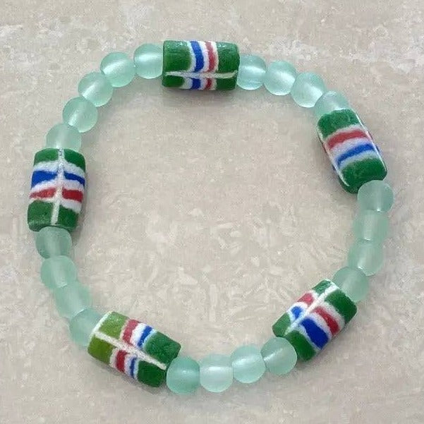 African Krobo & Sea Glass Bracelet - Uplift Beads