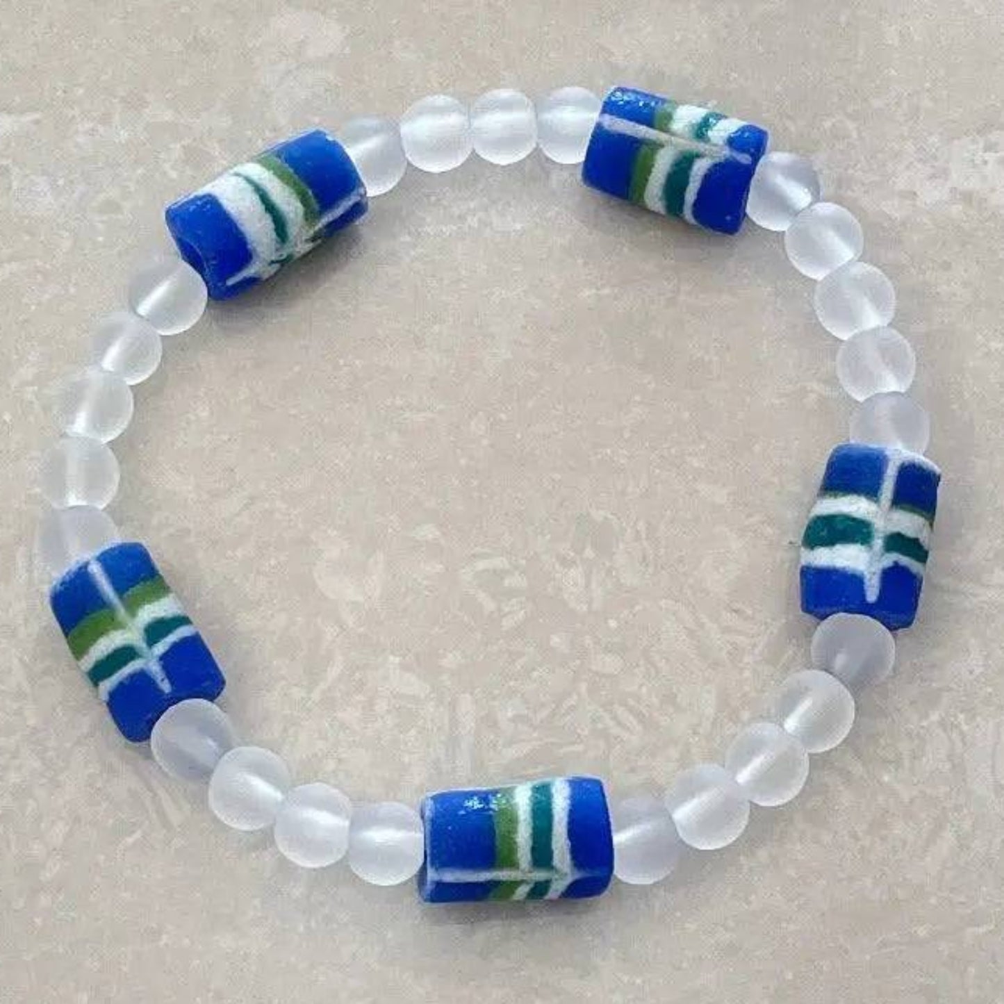 African Krobo & Sea Glass Bracelet - Uplift Beads