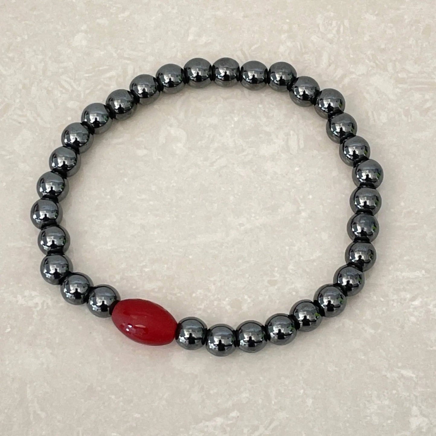 Om (Aum) Bracelet - Hematite & Red Agate - Uplift Beads