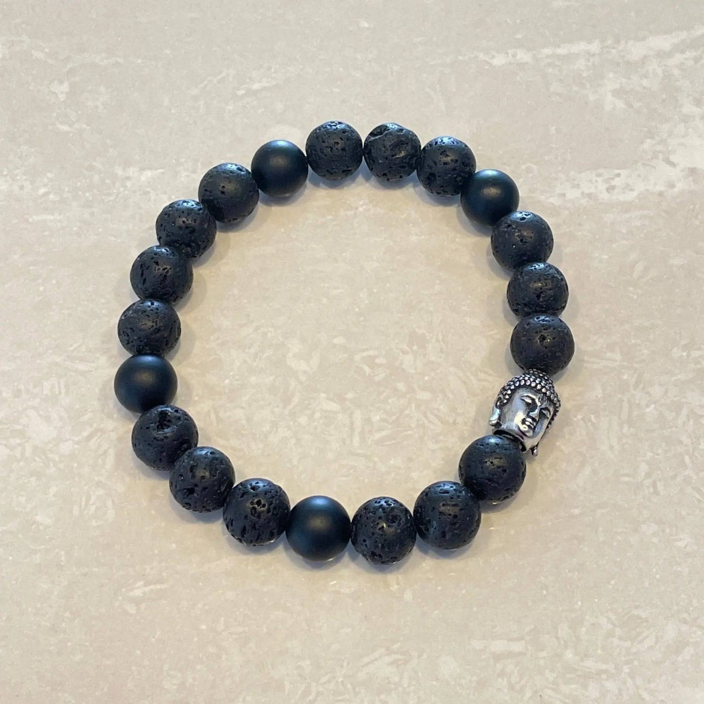 Buddha Head Bracelet - Lava & Black Onyx - Uplift Beads