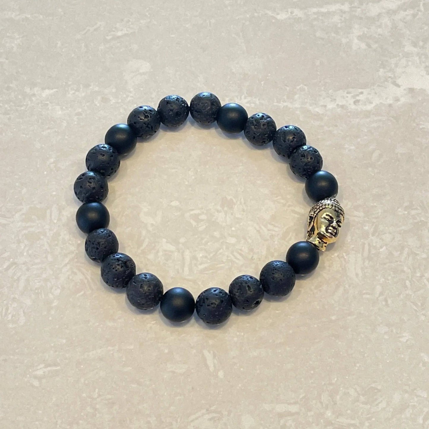 Buddha Head Bracelet - Lava & Black Onyx - Uplift Beads