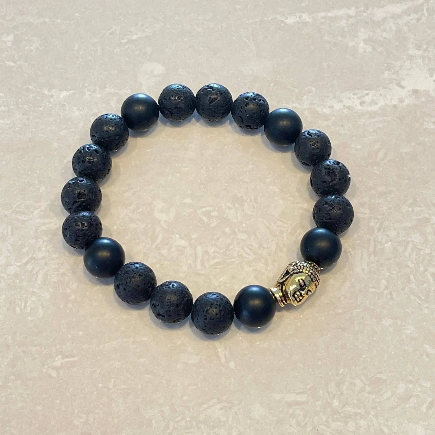 Buddha Head Bracelet - Lava & Black Onyx - Uplift Beads