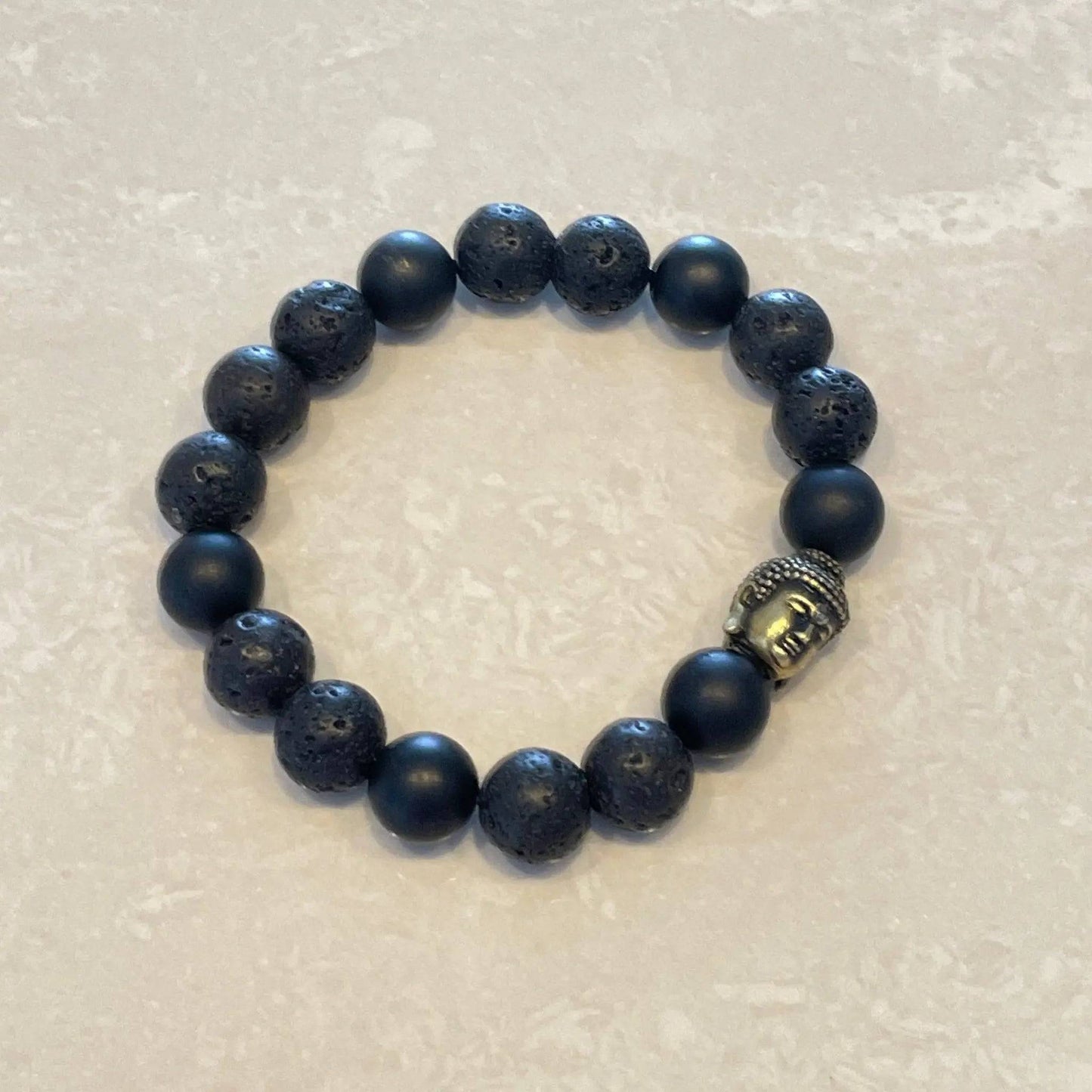 Buddha Head Bracelet - Lava & Black Onyx - Uplift Beads