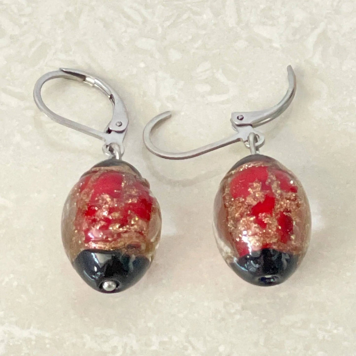 Sands Oval Lampwork Earrings - Uplift Beads