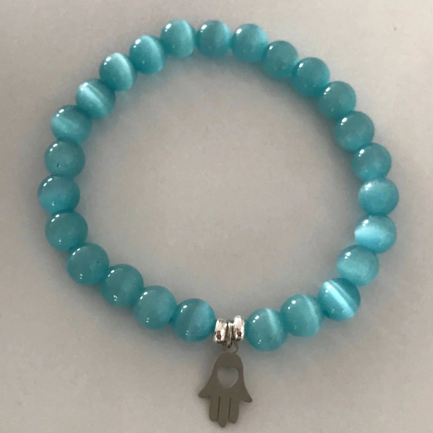 Hamsa Bracelet - Cat Eye Glass - Uplift Beads